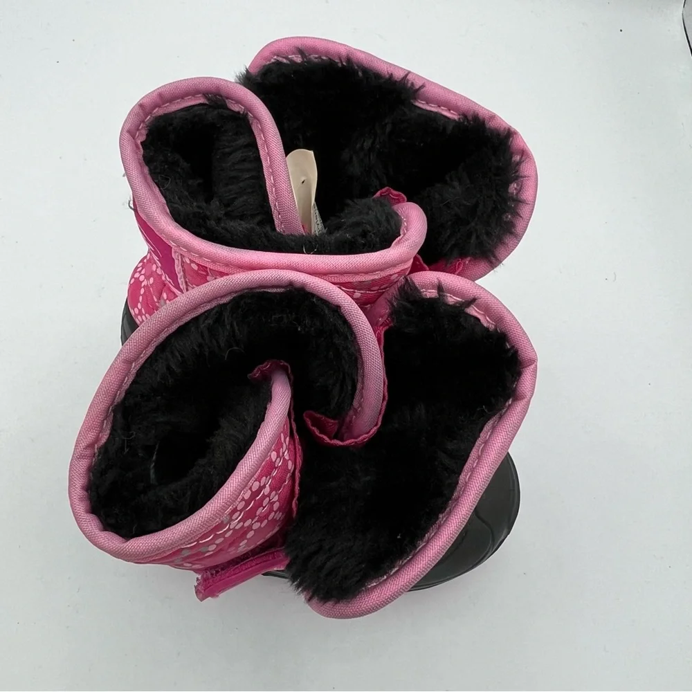 Kamik Snowbug Pink Black Winter Fur Lined Snow Boots Toddler Girls Sz 5 EUC